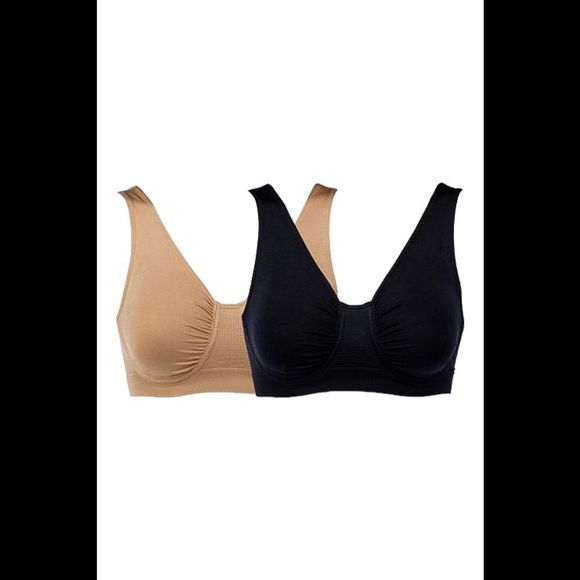 Rhonda Shear Other - Rhonda Shear 2-pack Ahh Seamless Underwire Bra Black/Beige -